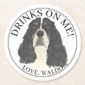Personalisiert Tricolor English Springer Spaniel Runder Pappuntersetzer (Vorderseite)