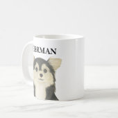 Personalisiert Tricolor Langhaarige Chihuahua Kaffeetasse (Vorderseite Links)