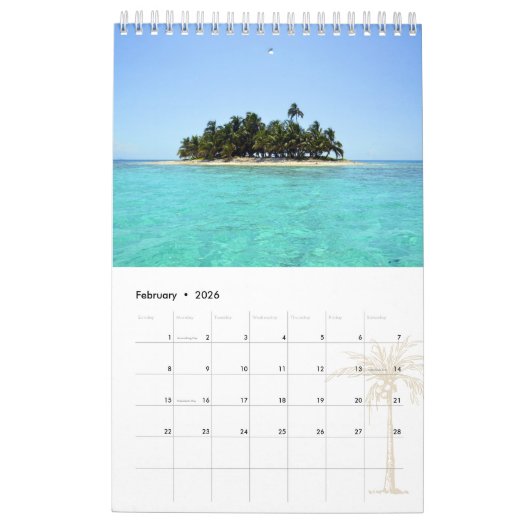 Personalisiert Tropical Beach 2026 Foto Kalender (Feb 2026)
