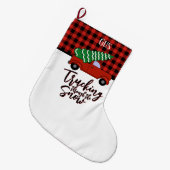 Personalisiert Truck Weihnachts-Strumpf Rot Karier Großer Weihnachtsstrumpf (Vorderansicht (hängend))
