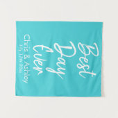 Personalisiert Türkis Blue Wedding Best Day Wandteppich (Vorderseite (Horizontal))