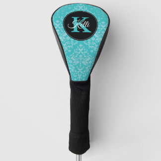 Personalisiert Türkis Damask Monogram Golf Headcover