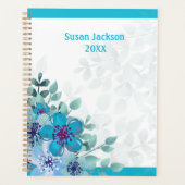 Personalisiert Türkis Floral Journal/ Planer (Vorderseite)