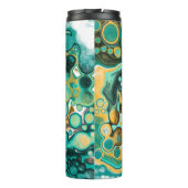 Personalisiert Türkis, Gold, Marmor Fluid Art Thermosbecher (Rückseite)