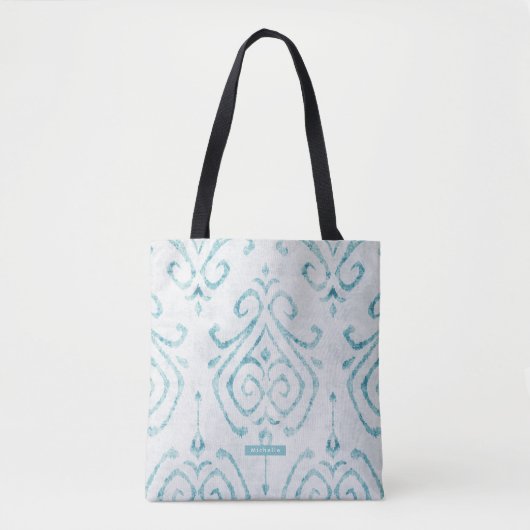 Personalisiert Türkis Ikat Pattern Bridesmaid Tasche (Vorderseite)