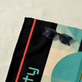 Personalisiert Türkis & Orange Moderne Geometrie Strandtuch (Beispiel)