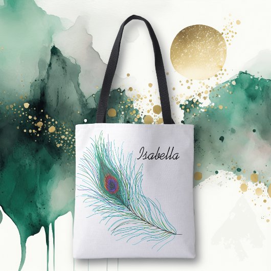 Personalisiert Türkis Peacock Feather Tasche