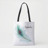 Personalisiert Türkis Peacock Feather Tasche (Vorderseite)