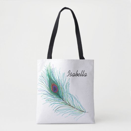 Personalisiert Türkis Peacock Feather Tasche (Vorderseite)