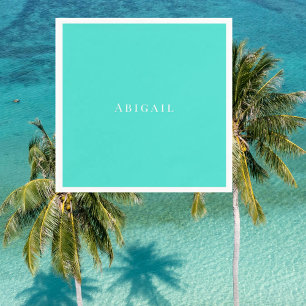 Personalisiert Türkisblau, Weißer Text Dusche Serviette