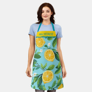 Personalisiert türkisfarbene Lemon Print Schürze