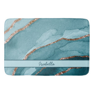 Personalisiert türkisfarbenes Aquamarines Goldmarm Badematte