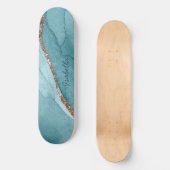 Personalisiert türkisfarbenes Aquamarines Goldmarm Skateboard (Vorderseite)