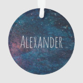Personalisiert Turqouise Galaxy Paint Glitzern Ornament (Rückseite)