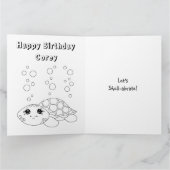 Personalisiert Turtle Happy Birthday | Farbseite Karte (Innenseite)