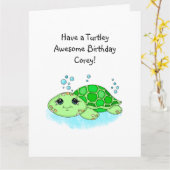 Personalisiert Turtle Happy Birthday | Farbseite Karte (Gelbe Blume)