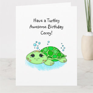 Personalisiert Turtle Happy Birthday Farbseite Karte