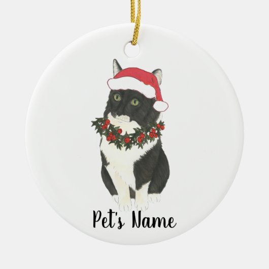Personalisiert Tuxedo Ragamuffin Cat Keramik Ornament (Vorne)