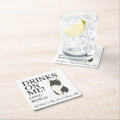 Personalisiert Tuxedo Ragamuffin Cat Wedding Rechteckiger Pappuntersetzer (Vor Ort)