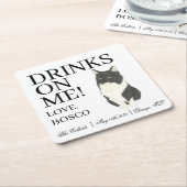 Personalisiert Tuxedo Ragamuffin Cat Wedding Rechteckiger Pappuntersetzer (angewinkelt)