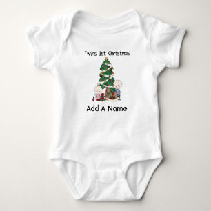 Personalisiert Twin 1 Weihnachtsanzug Baby Strampler