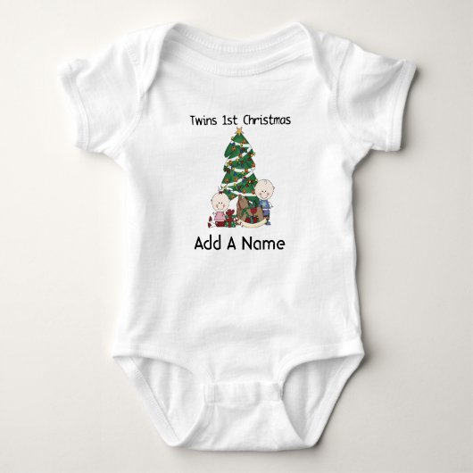 Personalisiert Twin 1 Weihnachtsanzug Baby Strampler (Vorderseite)