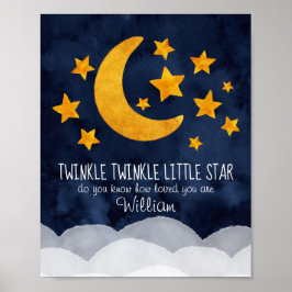 Personalisiert Twinkle Little Star Moon & Stars Poster