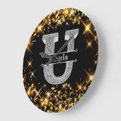 Personalisiert U Initial Silver Monogram Ihr Name Große Wanduhr (Winkel)