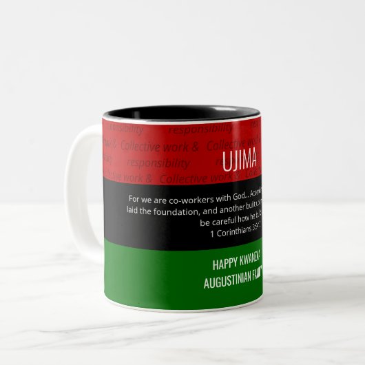Personalisiert UJIMA Kwanzaa Zweifarbige Tasse (Vorderseite Links)