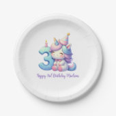 Personalisiert Unicorn 3. Pappteller (Vorderseite)