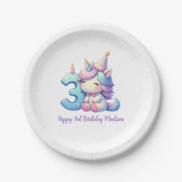 Personalisiert Unicorn 3. Pappteller