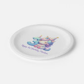 Personalisiert Unicorn 3. Pappteller (Schrägansicht)