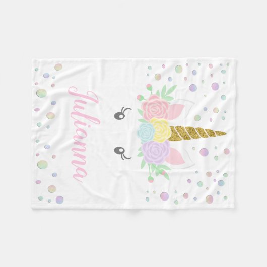 Personalisiert Unicorn Baby Blanket Fleecedecke (Vorderseite (Horizontal))