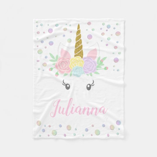 Personalisiert Unicorn Baby Blanket Fleecedecke (Vorderseite)