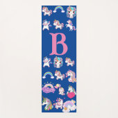 Personalisiert Unicorn Blue Monogramat Yogamatte (Vorderseite)