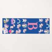 Personalisiert Unicorn Blue Monogramat Yogamatte (Vorderseite (Horizontal))