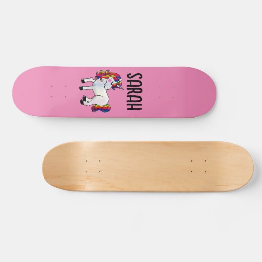 PERSONALISIERT UNICORN CUSTOM MÄDCHEN PINK SKATEBO SKATEBOARD (Horizontal)