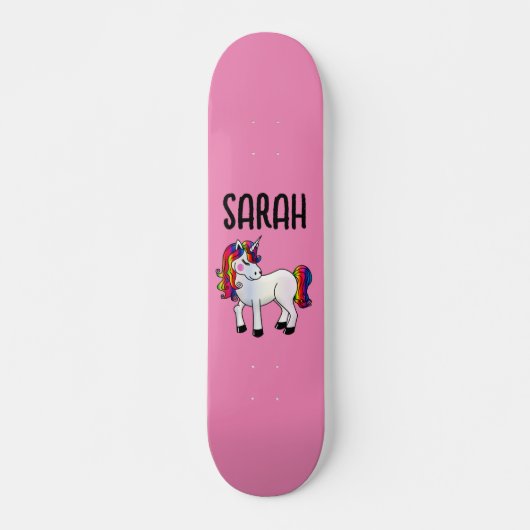PERSONALISIERT UNICORN CUSTOM MÄDCHEN PINK SKATEBO SKATEBOARD (Vorne)