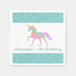 Personalisiert Unicorn Geburtstag Napkin Serviette