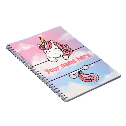 Personalisiert Unicorn Girlie Clouds Notebook Notizblock (Rechte Seite)