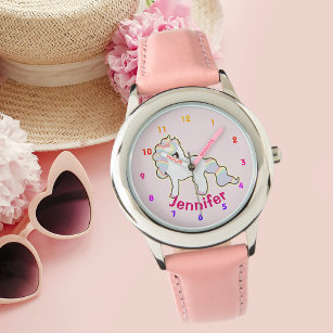 Personalisiert UNICORN Girls sehen pink aus - Name Armbanduhr