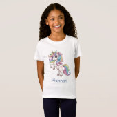Personalisiert Unicorn Girls T - Shirt (Vorne ganz)