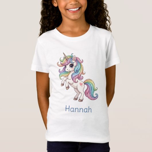 Personalisiert Unicorn Girls T - Shirt (Vorderseite)