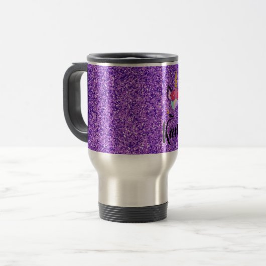 Personalisiert Unicorn Lila 15 Unzen Kaffee Tasse (Vorderseite Links)