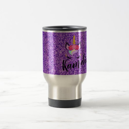Personalisiert Unicorn Lila 15 Unzen Kaffee Tasse (Mittel)