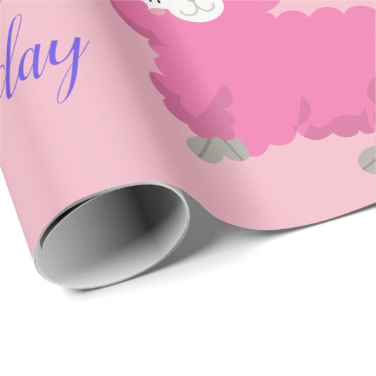 Personalisiert Unicorn Llama Happy Birthday Geschenkpapier (Rolleneckpunkt)