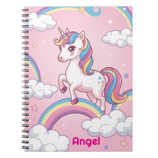 Personalisiert Unicorn-Notebook - Magischer Regenb Notizblock (Vorderseite)