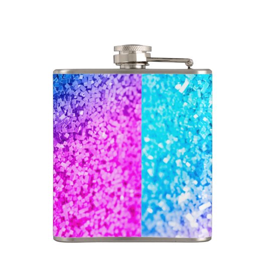 Personalisiert Unicorn Ombre Fade Glitzer Flask Flachmann (Rückseite)