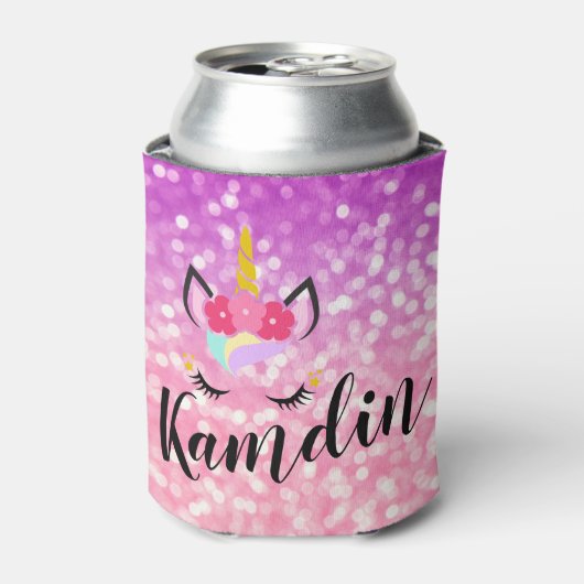Personalisiert Unicorn Ombre Glitt Koozie Can Hold Dosenkühler (Kanne Vorderseite)