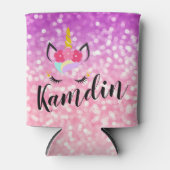Personalisiert Unicorn Ombre Glitt Koozie Can Hold Dosenkühler (Vorderseite)
